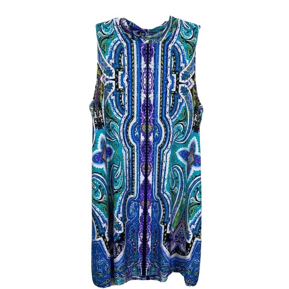 Tiana B Petite Sleeveless Multicolored Paisley Shift Dress Size 12P.